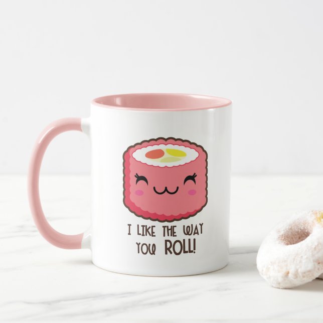 Taza Emoji del rollo de sushi (Con donut)