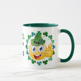Taza Emoji irlandesa personalizada con Shamrock