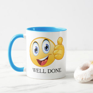 Taza Emoji Pulgar Arriba Bien Hecho Cara Sonriente Pers