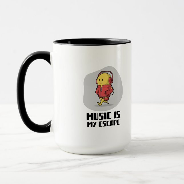 Taza emoticono sonriente con auriculares (Izquierda)