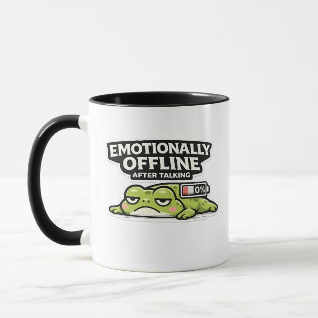 Taza Emotionally Offline After Talking Frog Design (Izquierda)