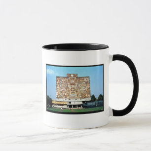 Taza Emparede el mosaico en la fachada de la biblioteca