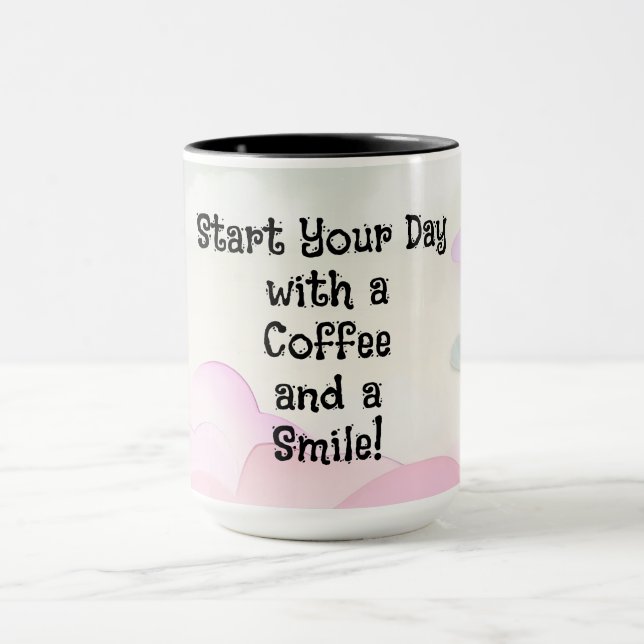 Taza "¡Empieza tu día con un café y una sonrisa!" (Centro)