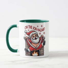 Taza En el trabajo, el Papá Noel se incendia
