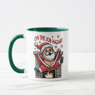 Taza En el trabajo, el Papá Noel se incendia