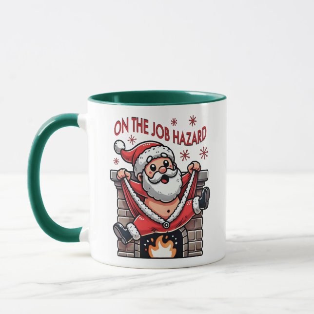 Taza En el trabajo, el Papá Noel se incendia (Izquierda)