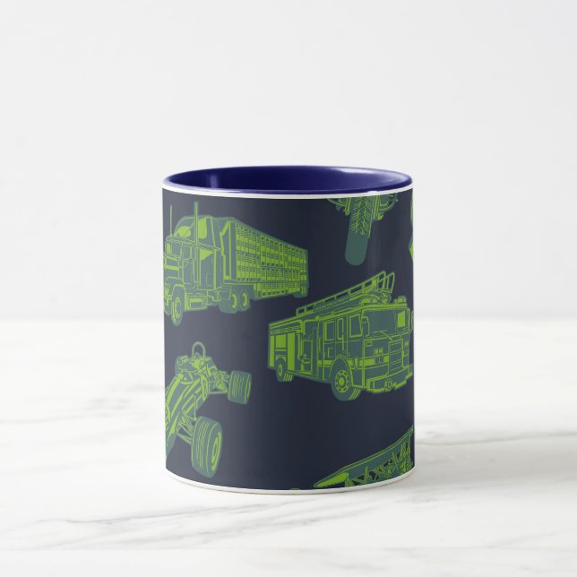Taza En Go Blue & Green Moving Vehicles Cars Boys (Centro)