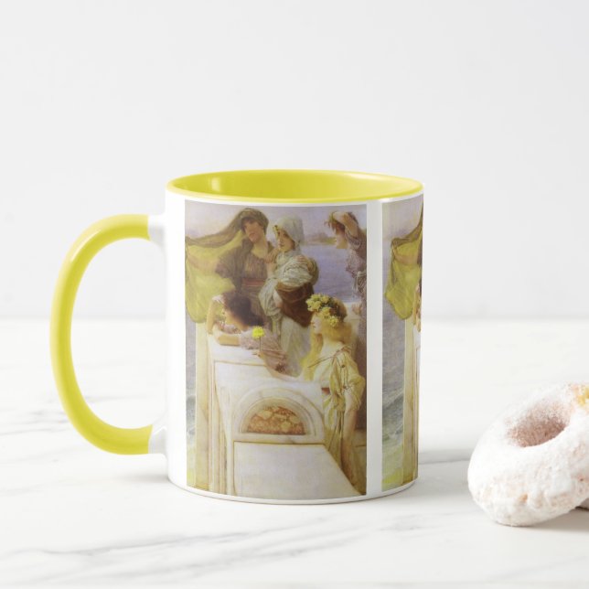 Taza En la cuna de Afrodita por Sir Lawrence Alma Tadem (Con donut)