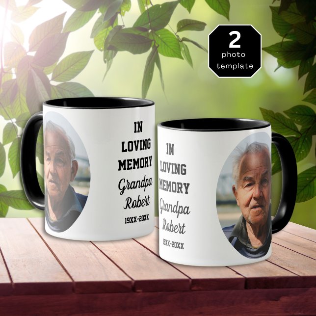 Taza En la memoria amorosa 2 Foto Memorial Keepsake (In Loving Memory 2 Photo Memorial Keepsake Mug)