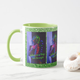 Taza En la noche (fondo verde) café tazón