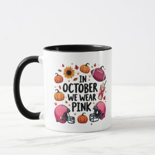 Taza En octubre usamos fútbol de cáncer de mama rosado