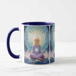 Taza En paz meditando a los Chicas de yoga cristales mo