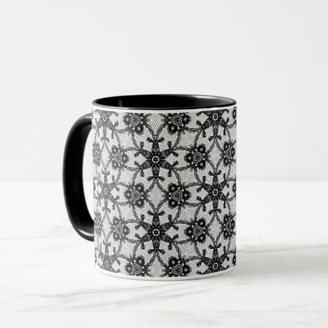 Taza Encaje antiguo - negro y blanco (Anverso izquierdo)