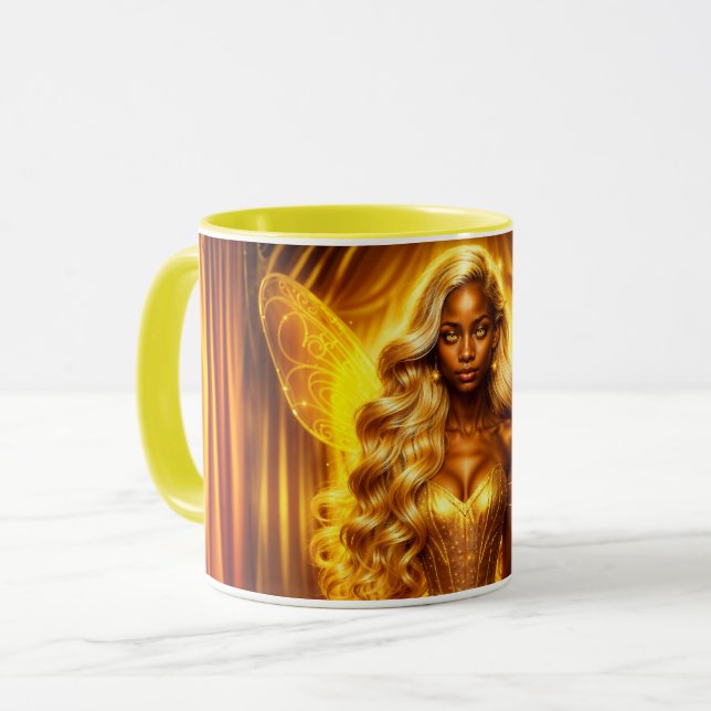 Taza Encantado hada dorada elegantes alas espumosas (Anverso izquierdo)