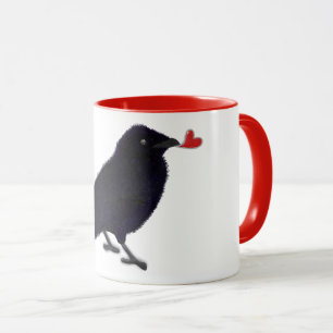 Taza Encantador corazón purpurina de cuervos