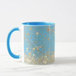 Taza Encantador Mandala con estrellas de oro en turques
