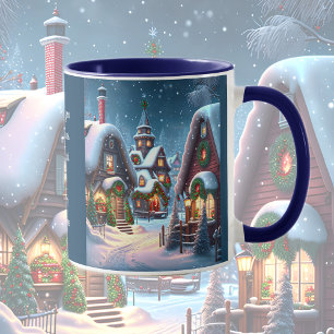 Taza Encantador pueblo de Navidades nevados, citan Navi