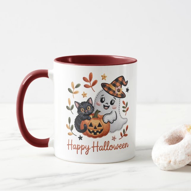 Taza Encantadora tarjeta de saludo de Halloween - despo (Con donut)