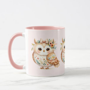 Taza Encanto de Búho Boho Cottagecore Floral Farmcore