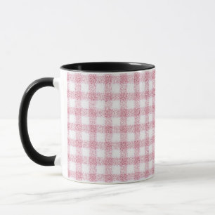 Taza Encanto de Gingham Rosa y Blanco aterciopelado
