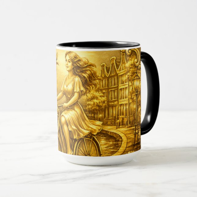 Taza Encanto de Puentes Arqueados de Amsterdam en Oro (Anverso derecho)