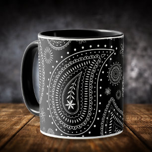 Taza Encanto Paisley Clásico Negro Y Blanco