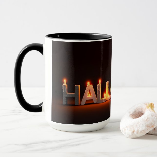 Taza "Enchant your mornings with our Halloween mugs" (Con donut)