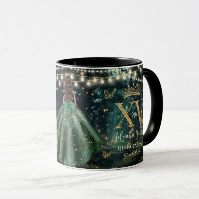 Taza Enchanted Forest Starry XV QUINCEAÑERA Quince 15 (Anverso derecho)