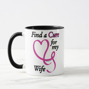 Taza Encontrar una cura/corazón/esposa... cáncer de sen