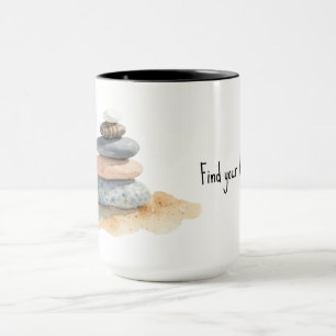 Taza Encuentra tu equilibrio Pila de guijarros zen acua