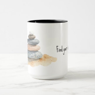 Taza Encuentra tu equilibrio Pila de guijarros zen acua