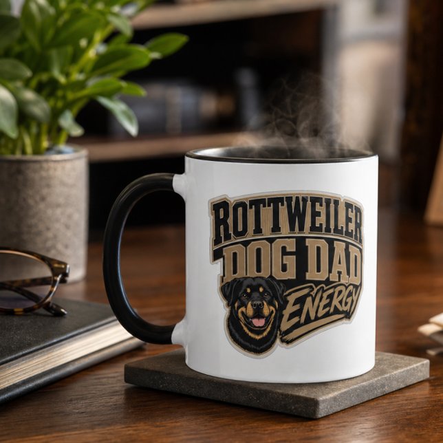 Taza Energía de papá perro Rottweiler (Rottweiler Dog Dad Energy Mug)