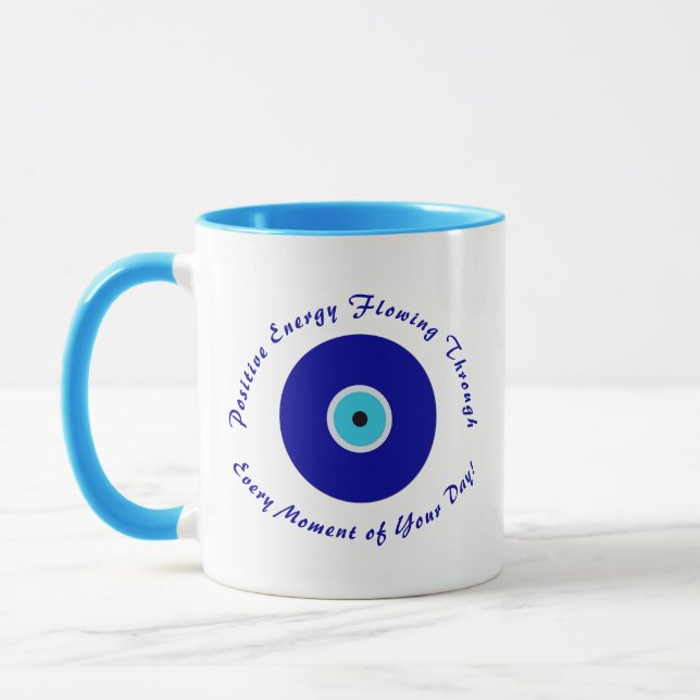 Taza Energía protectora personalizada, ojo malvado azul (Izquierda)
