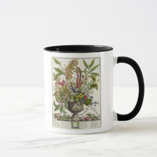 Taza Enero, del ` doce meses de las flores