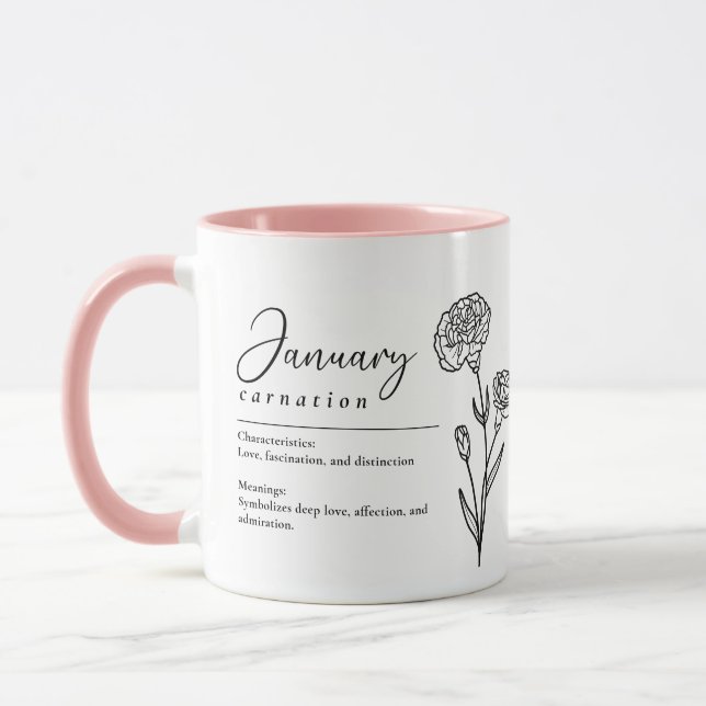 Taza Enero mes de nacimiento Carnación de flores Minima (Izquierda)