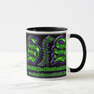 Taza enferma púrpura y verde del personalizado del