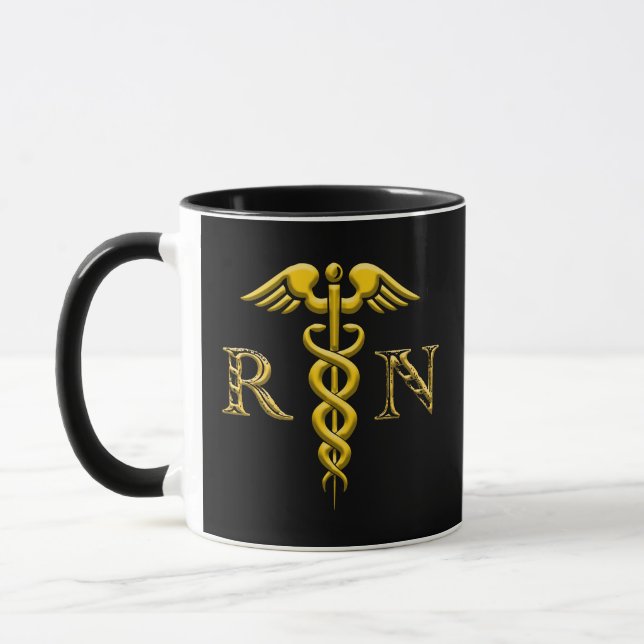 Taza Enfermera Amarilla En Negro Registrada En Caduceus (Izquierda)