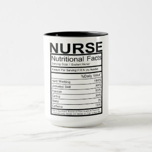 Taza Enfermera de datos nutricionales