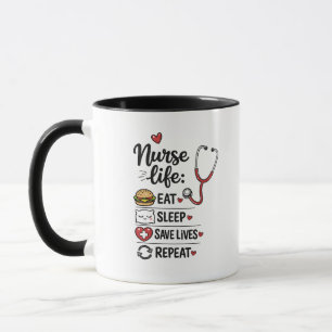 Taza Enfermera de vida: Come Duerme Salva Vidas Repite