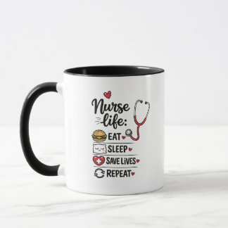 Taza Enfermera de vida: Come Duerme Salva Vidas Repite 