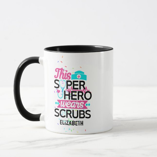 Taza Enfermera - Esta superheroína usa escudos - Añadir (Izquierda)