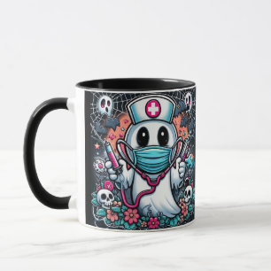 Taza Enfermera fantasma en máscara y Gorra: Halloween