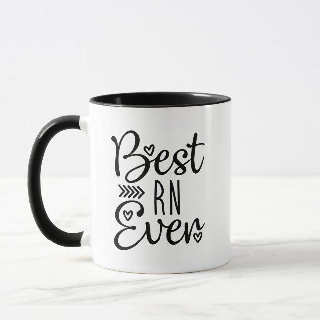 Taza Enfermera inscrita Mejor RN Ever Mug (Izquierda)