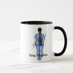 Taza Enfermera "LPN Life" personalizada (pelo oscuro)