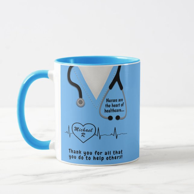 Taza Enfermera Personalizado Gracias Agregar Nombre (Izquierda)
