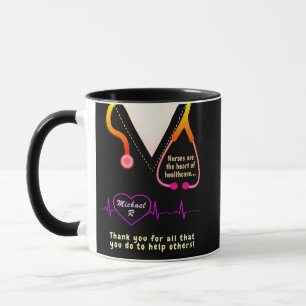 Taza Enfermera personalizado Gracias Arcoiris