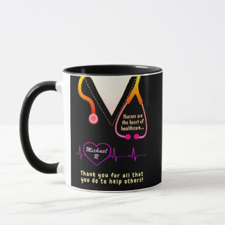 Taza Enfermera personalizado Gracias Arcoiris