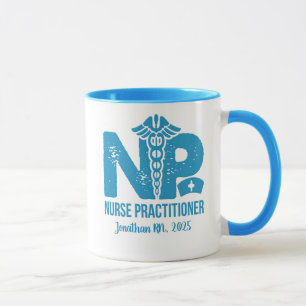 Taza Enfermera practicante café azul personalizado