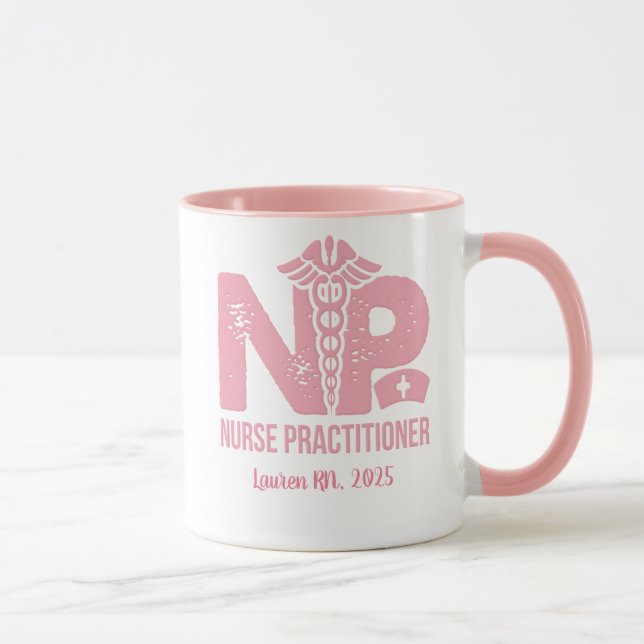 Taza Enfermera practicante café rosa personalizado Mug (Derecha)