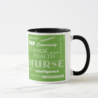 Taza Enfermeras/atributos de salud mental/verde